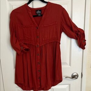 ANGIE Women's Rust Button-Down Shirt